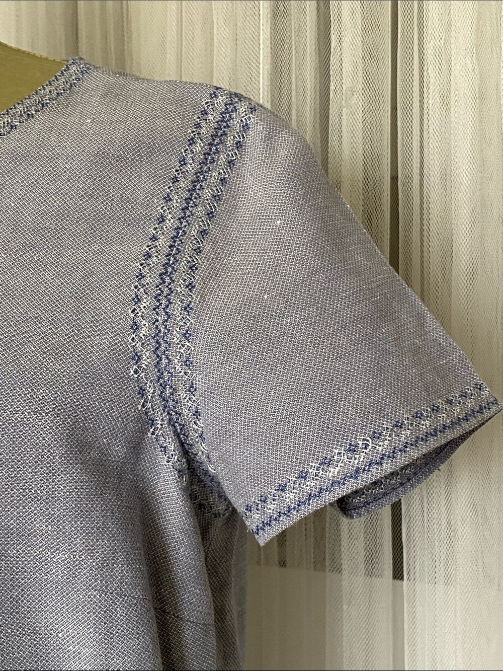 Madewell Embroidered Women Short-Sleeve Dress in Light Blue Size 10 - Picture 6 of 14
